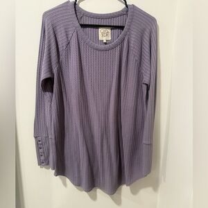 Chaser Women's Purple Waffle Knit Long Sleeve Top
